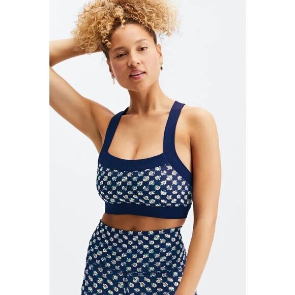 Fabletics Greta Low Impact Floral Cross Back Sports Bra Daisy Field Size Large - Picture 1 of 5